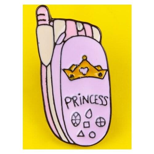 Cartoon Pink Daily Supplies Book Record Disc Polaroid Mobile Phone Brooches Clothes Badge Enamel Lapel Pins for Cute Girls Gifts