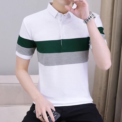NEW Arrived 2021 Summer Quality Mens Polo Shirt 95% Cotton Short-Sleeved Stripes Business Casual Male Tops Plus Size M-XXXXL