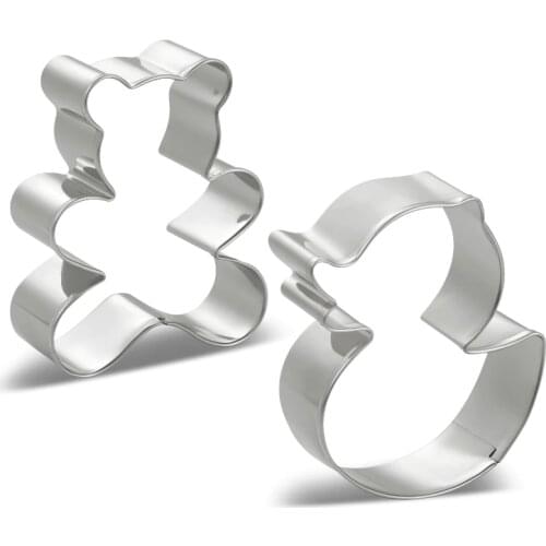 KENIAO Duck/Teddy Bear Cookie Cutters Set for Baby Shower Birthday Party - 2 Piece - Fondant / Biscuit Cutter - Stainless Steel