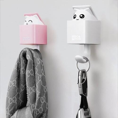 Invisible Cat Hook Wall Hanging Coat Hanger Scarf Hat Key Holder Home Decoration Room Organizer Animal Storage Supplies