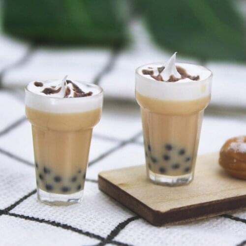 New 1:12 dollhouse miniature 2 pcs Mini milkshake milk tea candy food toy match for ob11 doll collectible Gift