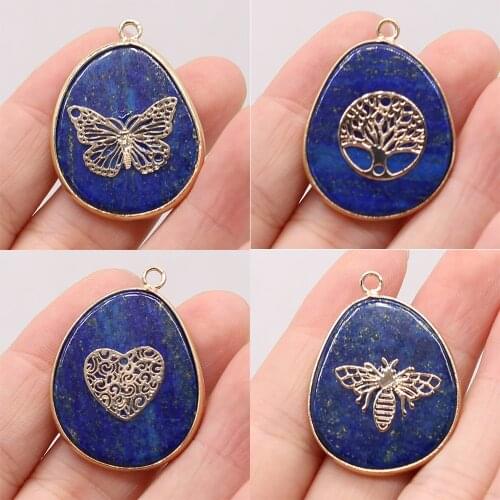 New Energy Pendant Natural Lapis Lazuli Irregular Drop-shaped Amulet Charms for Jewelry Making DIY Necklace Earring Accessories