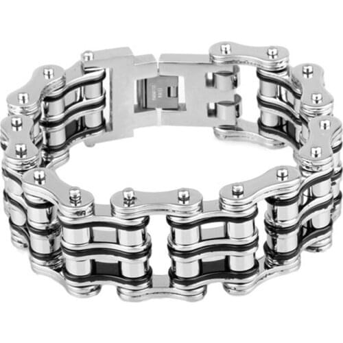 Punk Big Stainless Steel Bicycle Chain Silver Gold Bracelets & Bangles Motorcycle Chain Bracelet Men Biker Jewelry Wholesale