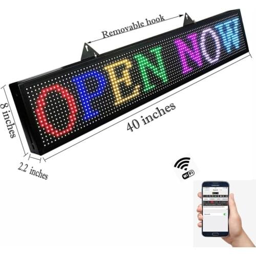 Computer wireless Phone WIFI LED 7 Color outside led Sign 39" x 8" with high Resolution P10 Perfect effect for store Advertising