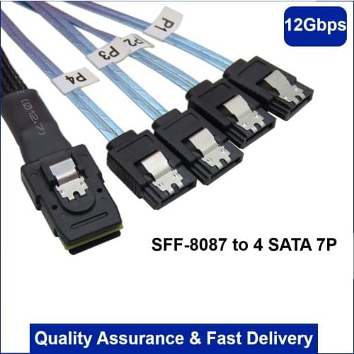 MiniSAS to SATA Adapter Converter,Mini SAS SFF 8087 Controller 6gb to 4xSATA Forward Breakout Cable,SFF-8087 Connector to 4 SATA
