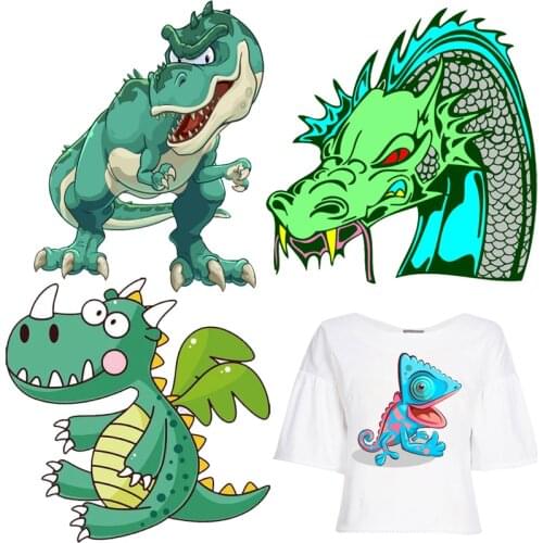 Cute Dinosaur Patches Dragon Thermal Stickers on Clothes Fabric Iron-on Transfers for Clothing Thermoadhesive Patch Diy Applique