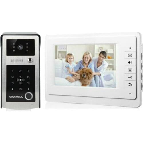 SmartYIBA 7" Wired Video Intercom Fingerprint Password RFID Unlock IR Camera Kits Video Door Phone Doorbell For Smart Home