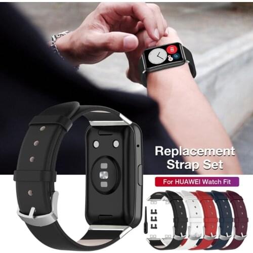 Replacement Band - Genuine Leather Smart Watch Wrist Band Strap Wristband for huawei Watch Fit with Tools