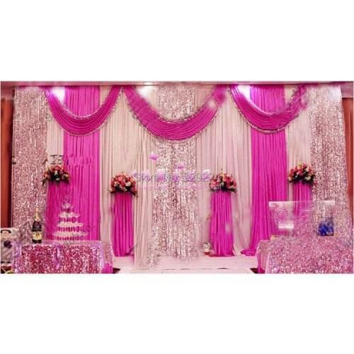 Wedding stage decoration Wedding Backdrop with Beatiful Swag Wedding drape and curtain wedding decoration 3m*6m