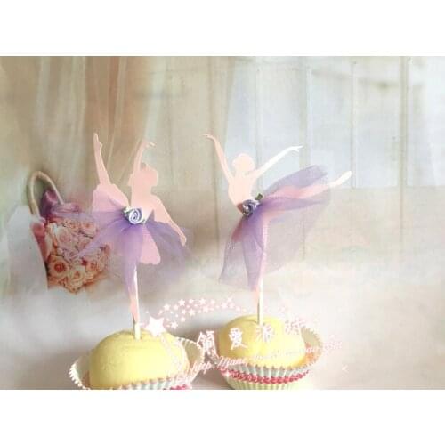 Wedding cake topper Exclusive Purple Ballet Girl Theme Party Supplies Pick Kid Birthday Party Decorations cake decoration