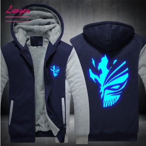 USA Size Adult Men/Women BLEACH Hoodies Sweatshirts Anime Cosplay Mens Luminous Jackets Winter Thicken Zipper Coats