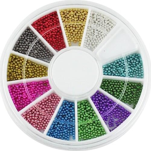 Top Nail 12 Color Steels Beads Studs For Nails Metal Caviar Design Wheel Charms 3D Decorations Nail Art Supplies nail art tool