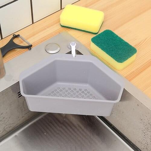 Sucker Triangular Sink Strainer Drain Fruit Vegetable Drainer Basket Suction Cup Sponge Rack Storage Kitchen Sink Filter Shelf