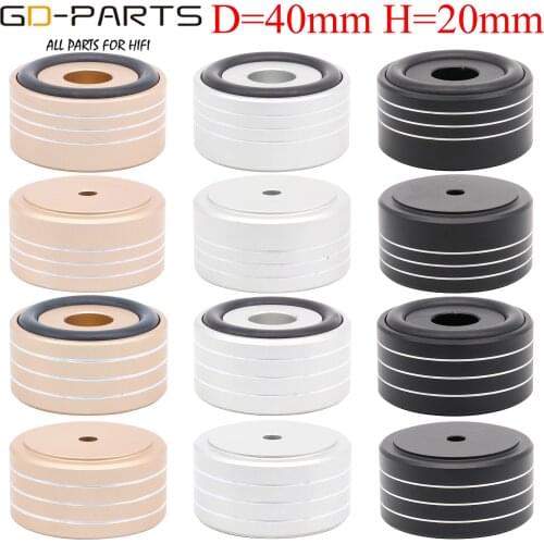 4PCS 40*20mm Machined Full Aluminum Amplifier Feet PC Chassis Speaker Cabinet Isolation Stand Base AMP DAC Turntable Pad Cone
