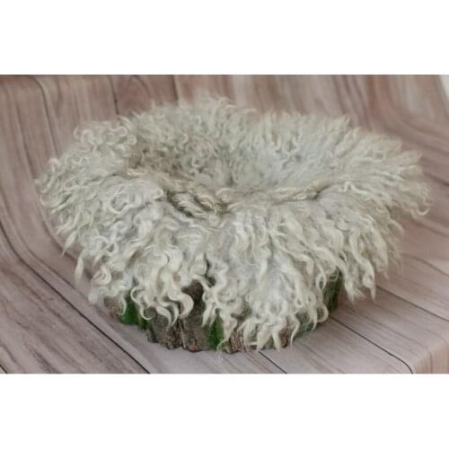 Felted Curly Wool Blanket Flokati Rug Felt Rug Curly Felt Wool Layer Basket Stuffer Posing Backdrop Photography Props