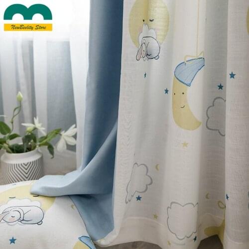 High Quality Cute Cartoon Curtains for Children Bedroom Printing Curtains Window Cotton and Linen Curtains Kids Boys and Girls