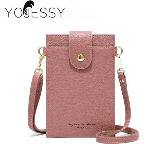 YOJESSY Women Bag Cell Phone Pocket Pu Leather Ladies Crossbody Bags Purse Female Messenger Bag