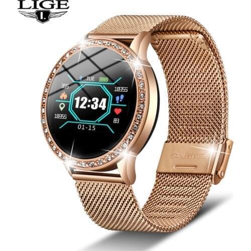 LIGE Ladies Smart Watch Women Blood Pressure Heart Rate Monitor Fitness tracker Sport Smart Band Alarm clock reminder Smartwatch