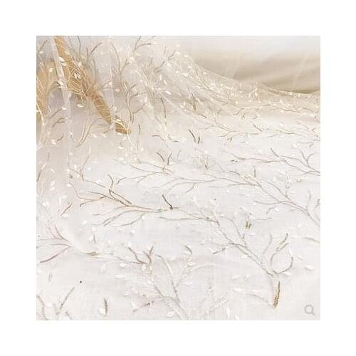 Gold Sequins Embroidered Lace Fabric Wedding Dress Veil Fashion High-end Mesh Dress Decoration Accessory
