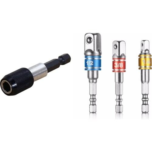1/4 Inch Impact Drive Hex Shank with 3Pcs Hex Drill Power Bit Socket Drive Adaptor