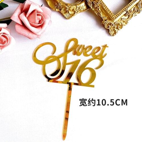 16/18/21/30th Happy Birthday Cake Topper Gold Birthday Cake Topper for Birthday Party Anniversary Cake Decorations Baby Shower