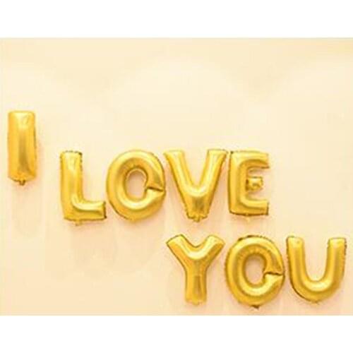 16inch I LOVE YOU gold/silver Letter Foil Balloons for Wedding Party Decoration air-filled globos marrige ballon valentines day