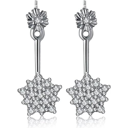 2016 New arrival hot sell fashion flower design 925 sterling silver ladies`stud earrings jewelry wholesale