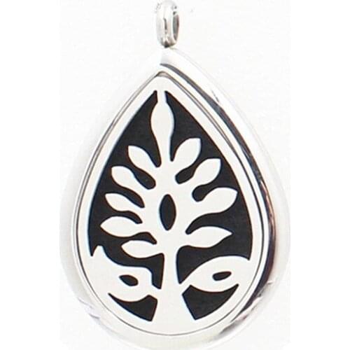 2016 New Design Stainless Steel oval shape tree perfume pendant necklace essential oil locket jewelry