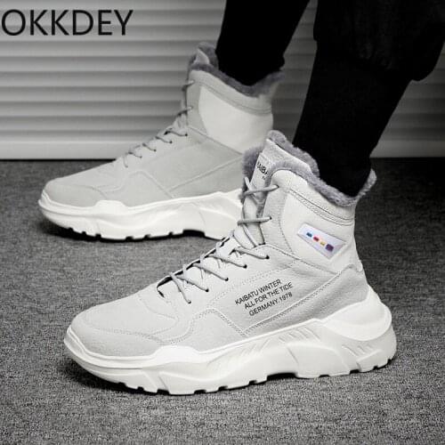 2020 Autumn and winter new mens shoes plus velvet warm cotton shoes thick-soled sports shoes student high-top shoes tide boots