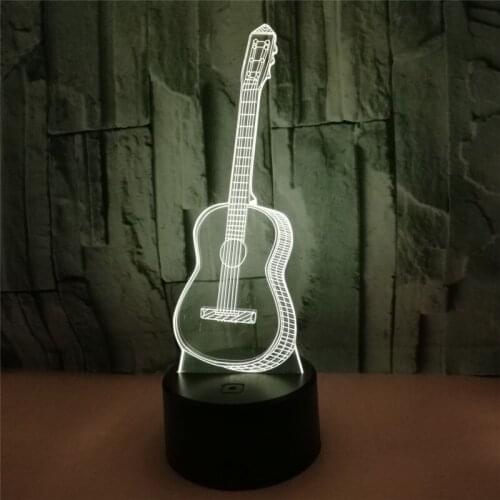 3D Optical Illusion LED guitar Night Light 7 Color Changing Night Light Room Decor Light Table Desk Lamp