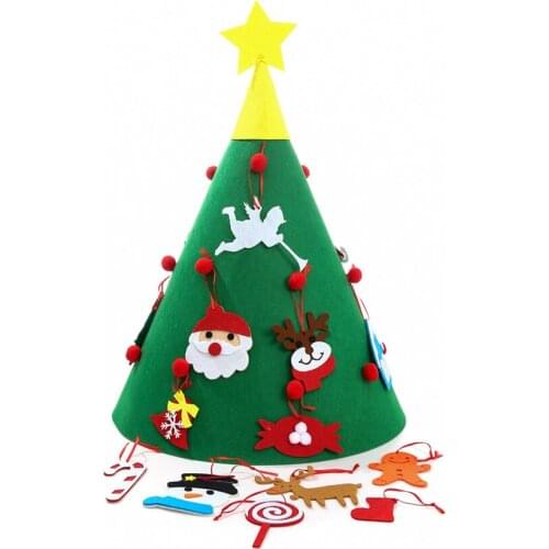 3 pcs 3D DIY Felt Christmas Tree with Hanging Ornaments Kids Xmas Gifts Christmas Home Decorations Puzzle Educational Toy