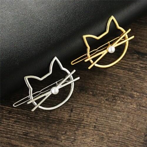 5*3.8cm fashion women Lovely Hair Accessary Gift Cute Cat Head Kitty Hair Clip Barrettes Girls 2colors