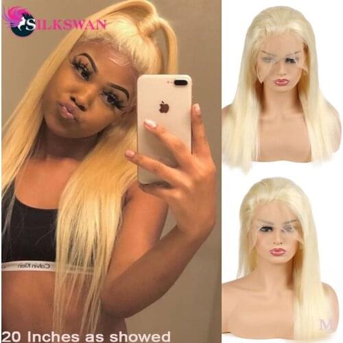 Silkswan 613 Blonde Straight Human Hair Wigs Preplucked Transparent 13x4 Lace Front Wigs For Women Brazilian Hair 200% Density