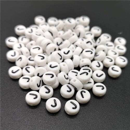 4x7mm Letter J Oblate Alphabet Beads Acrylic Beads For Jewelry Making DIY Bracelet Necklace Accessories