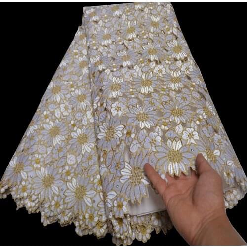 Free shipping (5yards/pc) High grade hand cut African voile lace gorgeous embroidered Swiss lace fabric for party dress CLP469