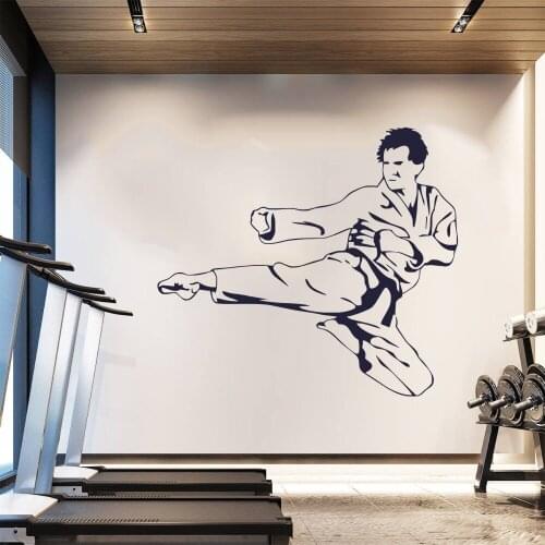 Home Decal Karate Kick Martial Vinyl Wall Sticker Sport Room Decorative Adhesive Decal Art Carving Decal Mural W-85