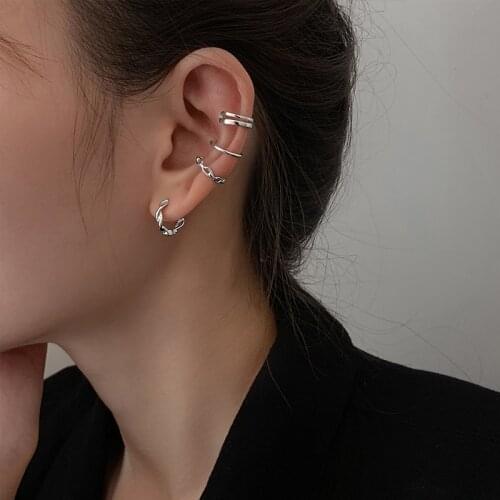 KISSLOVE 1pcs Korean Fashion Small Earrings Without Piercing Geometric Ear Cuff Minimalist Cartilage Earrings For Women Jewelry