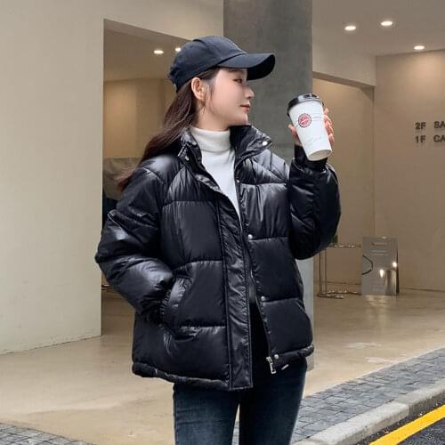 ISENMAL Short Girls Autumn Parka Coat Thick Warm Winter Jacket Women Casual Zipper Stand Collar Parka Female Leisure Overcoat