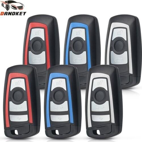 Dandkey 10pcs Replacement Smart Key Shell Fob Case 3 4 Buttons Blank Uncut Blade For BMW 1 3 5 Series F10 F20 F30 F40 Car Key