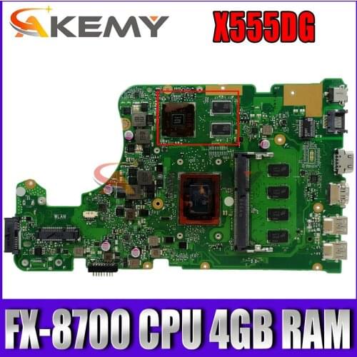 Akemy For Asus X555YI X555D A555D X555Y X555DG notebook mainboard with FX-8700 CPU 4GB RAM X555DG laptop motherboard tested OK