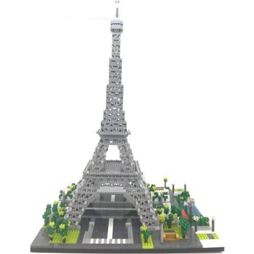 YZ069 World Famous Architecture Paris Eiffel Tower 3D Model 3369pcs DIY Mini Diamond Blocks Building Toy for Children No Box