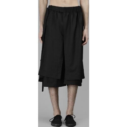 Mens clothing GD Hair Stylist Catwalk costume fashion Multilayer stitching Wide Leg Pants plus size singer costumes