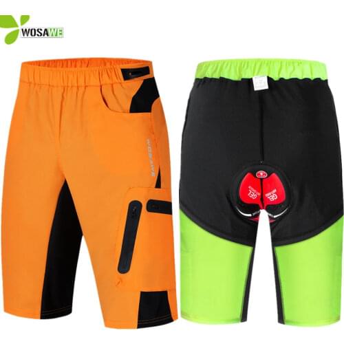 WOSAWE Mens Gel Pad Cycling Shorts Silicone Cushion Bicycle Water Dirty Resistance Clothing Breathable Bike Downhill MTB Shorts