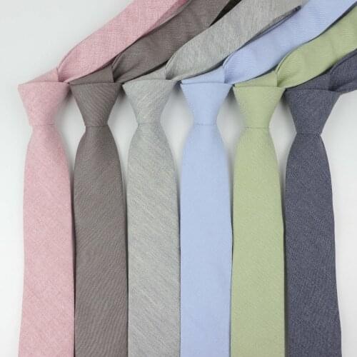 High Quantity Cotton Ties Mens Solid Color Tie Narrow Necktie Slim Skinny Cravate Narrow Thick Neckties