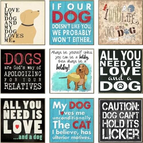 Funny Dog Rules Love Dog Quotes Posters and Prints Wall Pictures for Living Room Home Decor Wall Art Retro Cuadros Deocracion