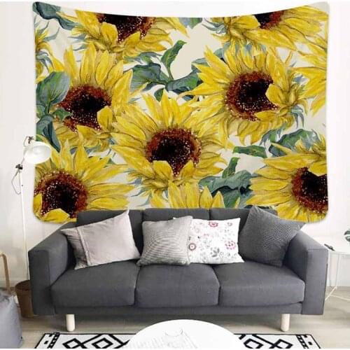 Natural Plant Floral Sunflowers Tapestry Wall Hanging Yellow Backdrop Decor Hippie Tapestry Wall Carpets Tapestry Blanket Cloth