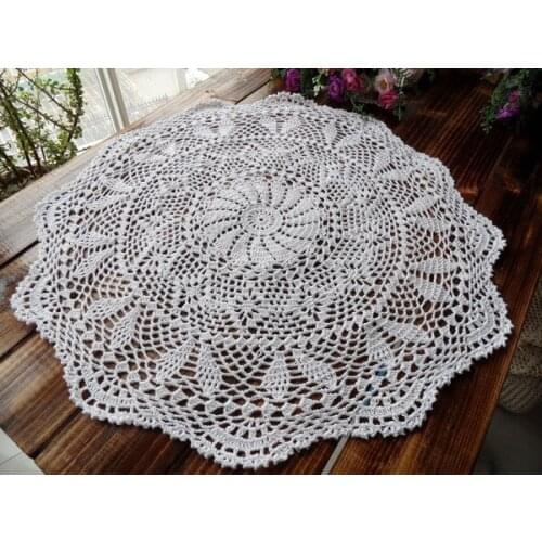 2015 new free shipping cotton crochet lace tablemat with flower for home decor wedding doilies coaster placemat round mats