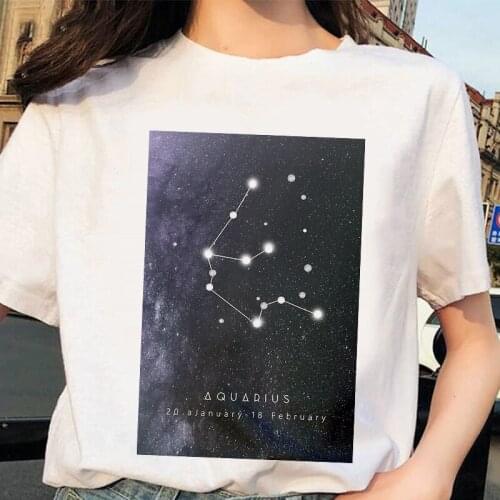 New Harajuku Twelve constellations Printed Women T-shirt fashion Casual Tops Tshirt Summer Short Sleeve Female Clothing T shirt