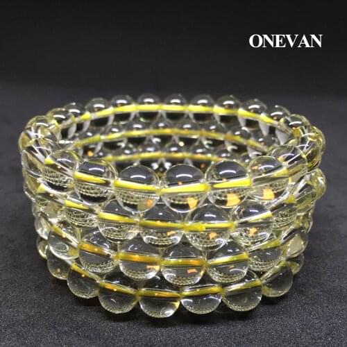 ONEVAN Natural Yellow Quartz Citrine Crystal Stone Beads Charm Hologram Bracelets Jewelry Making Anniversary Gift For Women