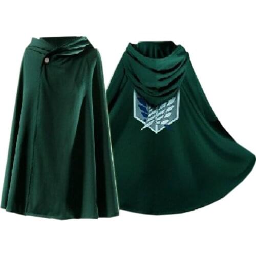 Attack on Titan Coplay Cloak Green Hooded Cape Unisex Coser Cloak Cartoon Costumes Gift